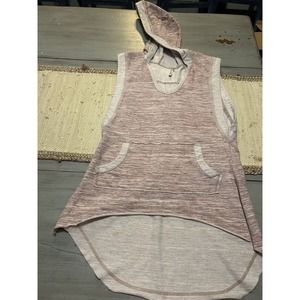 Mur Mur Pink Maroon Static High Low Hem Pullover Hoodie Vest Womens Sz S FLAW